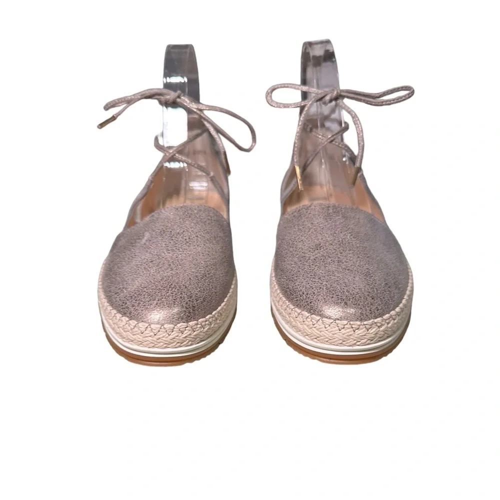 Paul Green Metallic Taupe Lace-Up Espadrille Flats